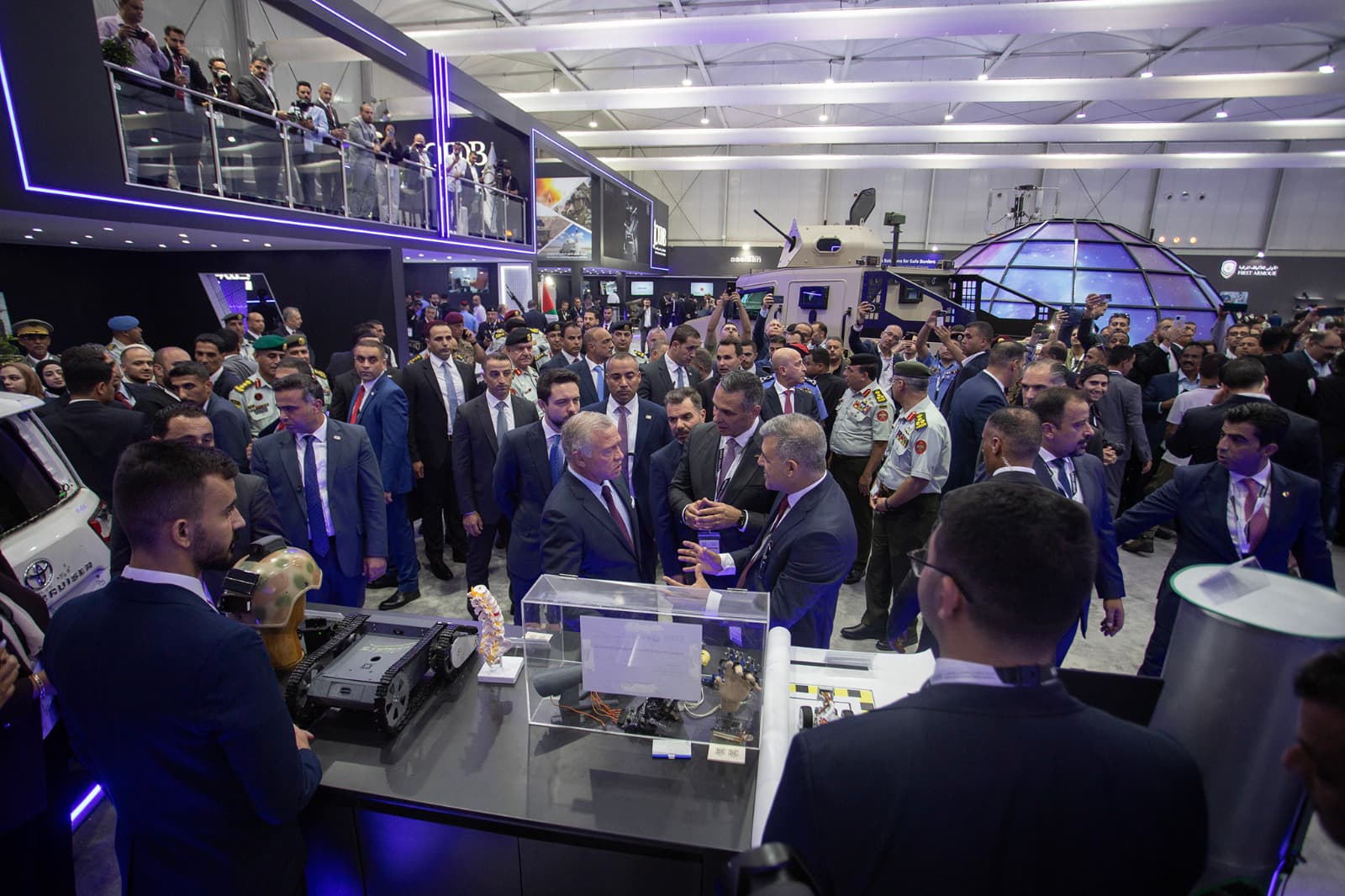 King Abdullah II visiting the S2VC project display at SOFEX Jordan 2024